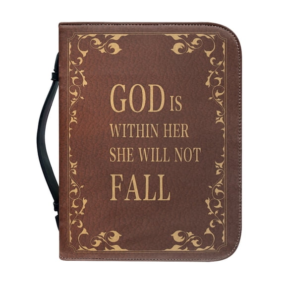HELLHERO Vintage Scripture Quote PU Leather Bible Cover, Portable Multi-Functional Bible Case for Church and Travel, Protective Book Carrying Bag for Men and Women
