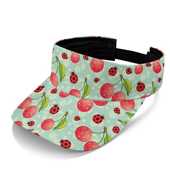 HELLHERO Visor Hat with Cherry Ladybug Pattern, Lightweight Sport Cap for Men and Women, Beach Running and Outdoor Activities