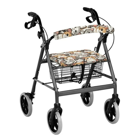 HELLHERO Walker Covers for Elderly Adults Polyester Fabric Rollator Seat Back Cover with Removable and Washable Removable Secure Fit Dust Proof & Easy Fit