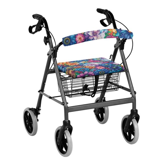 HELLHERO Walker Seat Cover Flowers Walker Seat Cushion Cover & Easy to Clean for Seniors Parks with Non-Slip Fit