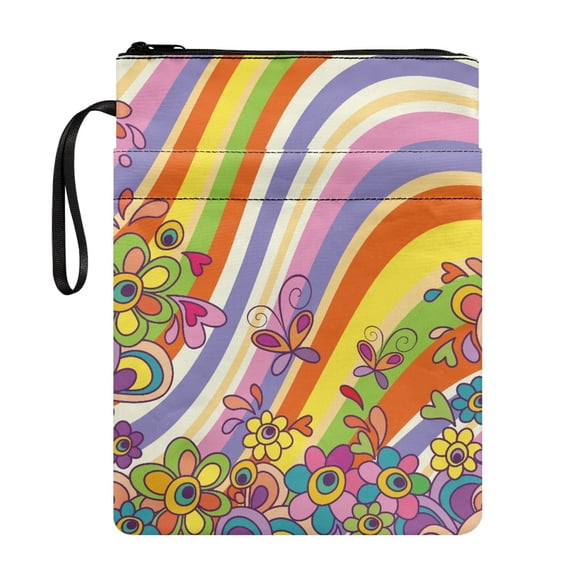 HELLHERO Washable Lightweight Polyester Fabric Book Organzier Holder for Fater Hardcover Notebook Bible Journal Handle Reader 11.4 Inch X 8.66 Inch