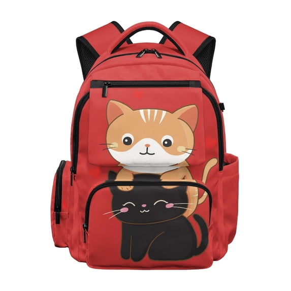 HELLHERO Water Resistant Bookbag for School Elementary School, Polyester traspirante Kids Backpack, Stacked Cats in Love