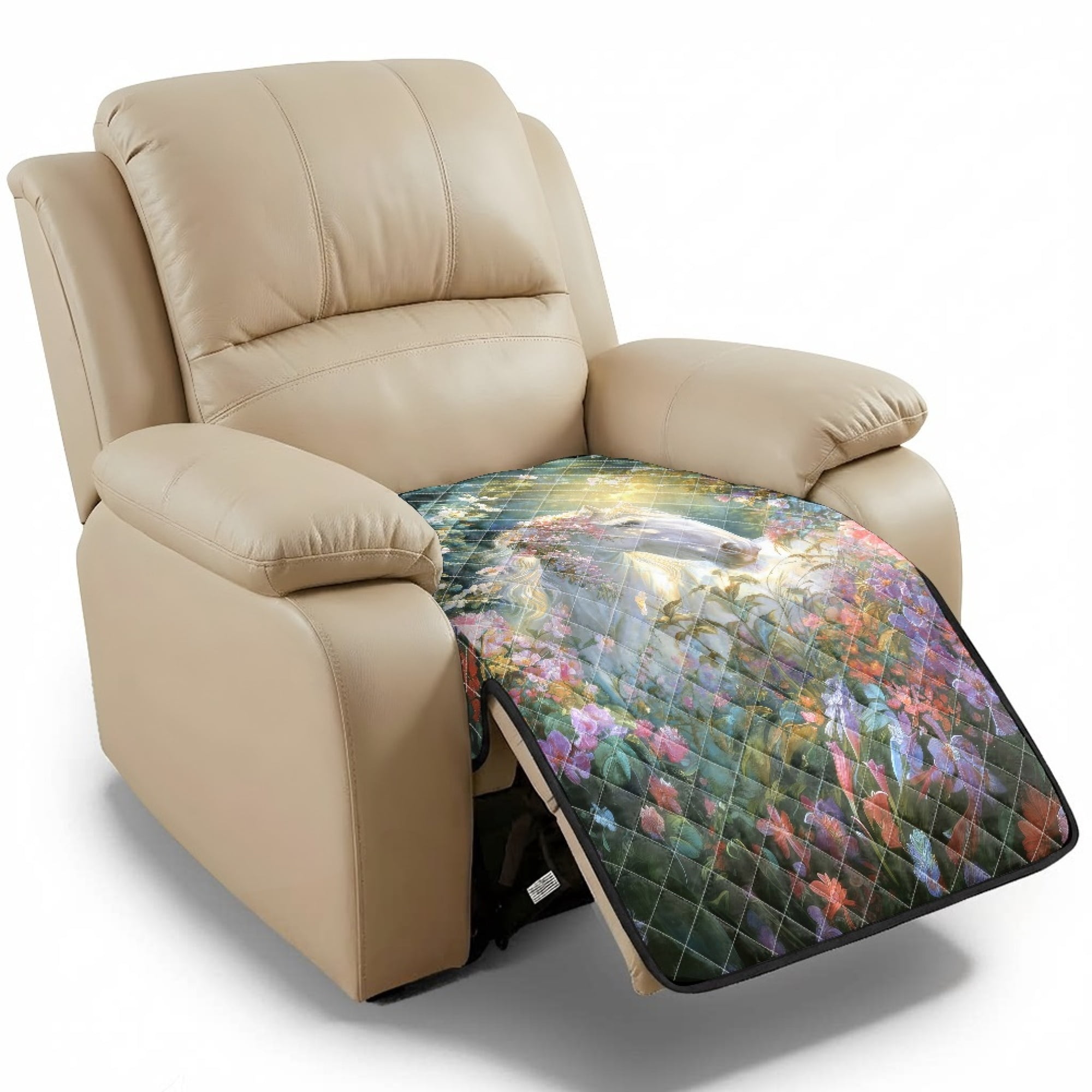 White Electronic Pattern HELLHERO Waterproof Recliner Chair Covers for Living Room Office ...