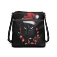 thumbnail image 1 of HELLHERO Waterproof Satchel Bag for Daily Use Travel, Stylish Lightweight Sling Bag, Black Cat Santa, 1 of 7