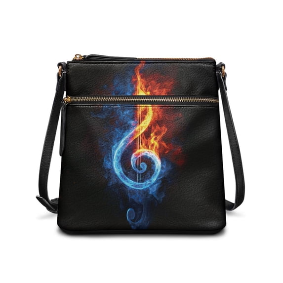 HELLHERO Waterproof Shoulder Bag for Daily Work, Zipper Closure Stylish Satchel Bag, Ice and Fire Note Design