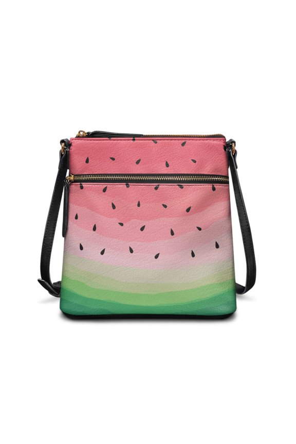 Waterproof Sling Bag for Daily Use Travel, Water-Resistant Spacious Ladies Single Shoulder Bag, Watermelon Pattern