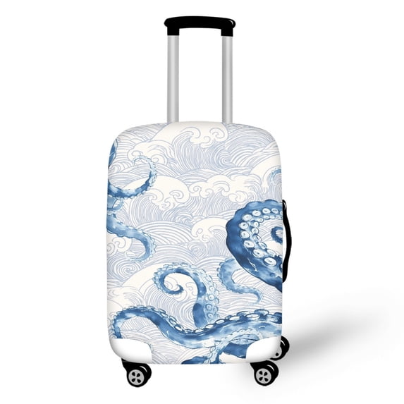 HELLHERO Wave Tentacle Print Travel Luggage Suitcase Cover, Polyester Ammonia Bottom Zipper Luggage Cover Convenient Handle Access Suitcase Protective Case