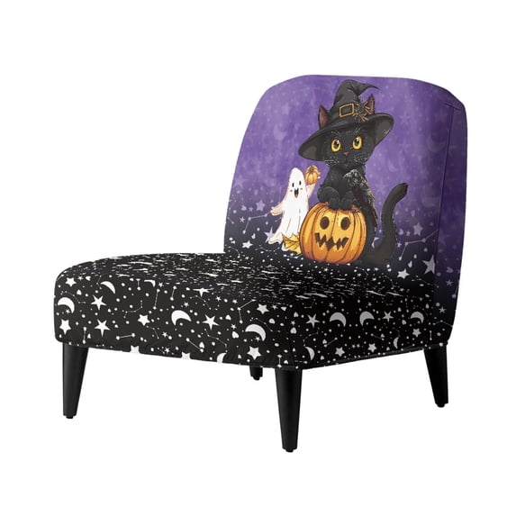 HELLHERO Wear-Resisting Armless Accent Chair Protector for Hotel, Elastic Bottom Armless Accent Chair Cover, Halloween
