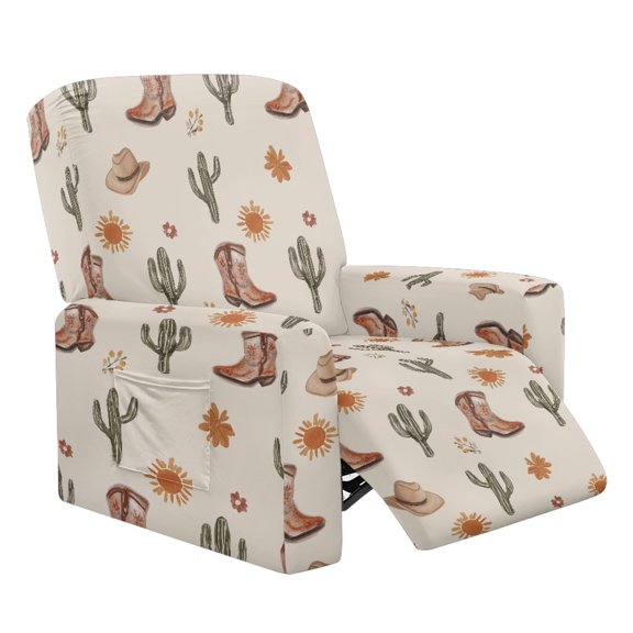 HELLHERO Western Desert Theme Print Recliner Slipcovers for Single Seat, with Storage Pockets Durable Chair Slipcovers for Living Room Hotel Single Lounger Sofa
