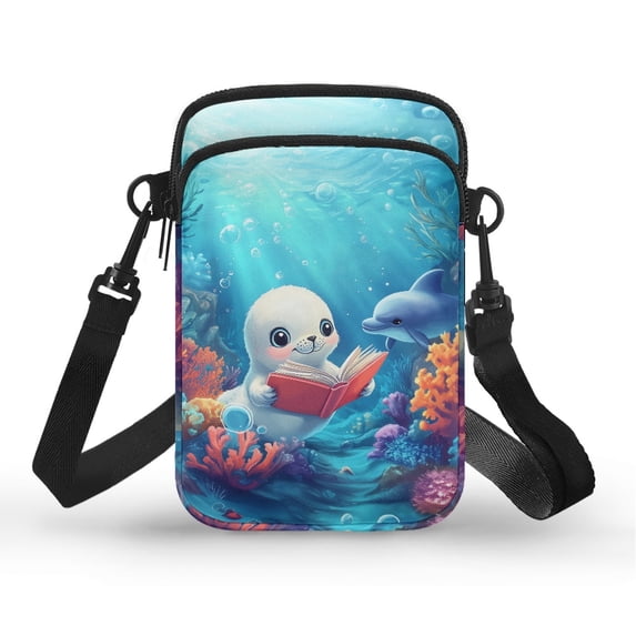 HELLHERO Whale Coral Pattern Leakproof Crossbody Sling Bags for Adult, Outdoor Daily Use