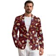 thumbnail image 1 of HELLHERO Whiskey Cigar Print Mens Blazer, One Button Lightweight Polyester Sport Coat for Office Work and Groom Wear, 1 of 8