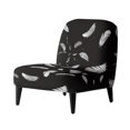 thumbnail image 1 of HELLHERO White Feathers on Black Armless Accent Chair Protector, Dustproof Anti Scratch Armless Accent Chair Cover for Office Living Dining Room, 1 of 8