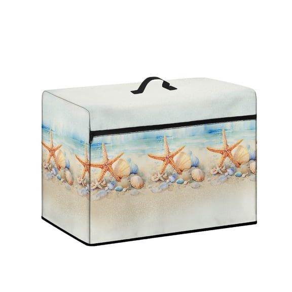 HELLHERO White Sand Beach Watercolor Sewing Machine Cover with Top Handle and Side Essentials Pockets Soft Sewing Machine