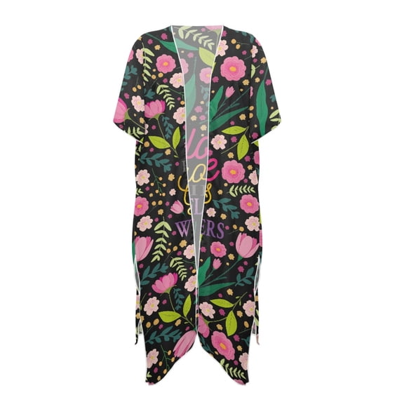 HELLHERO Wildflower Love Grow Swim Coverup Polyester Loose Free Size Bathing Suit Cover Up for Womens