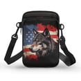 thumbnail image 1 of HELLHERO Wolf American Flag Pattern Messenger Bag with 2 Layers Women Messenger Bag Trendy Polyester, 1 of 7
