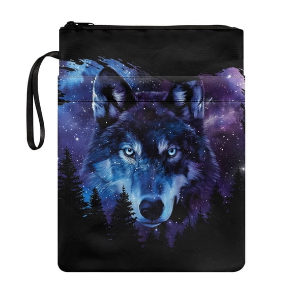 HELLHERO Wolf Pattern Book Club Gifts Book Cover Sleeve with Washable Zipper Polyester Book Organzoer Holder Handle for Friend Notebook Student 11.42 x 8.66 Inch 1 pc