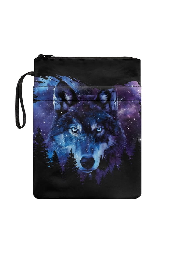 Wolf Pattern Book Club Gifts Book Cover Sleeve with Washable Zipper Polyester Book Organzoer Holder Handle for Friend Notebook Student 11.42 x 8.66 Inch 1 pc