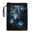 thumbnail image 1 of HELLHERO Wolf Roses Gift Bag Book Sleeve with Decorative Design Zipper Polyester Easy Carry Book Case Washable for Readers Class Office Pocket, 1 of 8