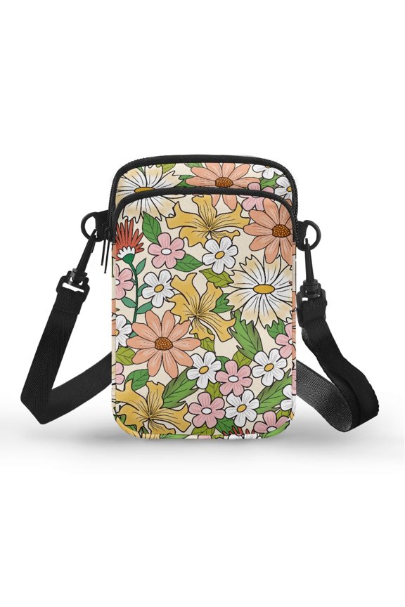 Women Crossbody Bag for Women Outdoor Holiday Travel Shoulder Bag Leakproof, Flowers