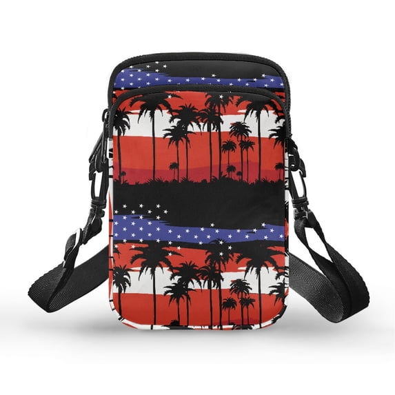 HELLHERO Women Messenger Bag Palm Tree Pattern Unique Gift Polyester Adjustable Strap Adult 4.33x1.97x7.09 Outdoor Daily Use