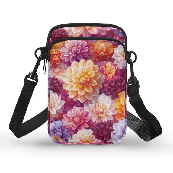 HELLHERO Women Shoulder Bag Dahlia Pattern 4.33x1.97x7.09 with Zipper Closed Adults for Outdoor Travel Daily Use Leakproof