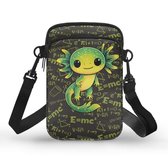 HELLHERO Women Shoulder Bag for Adults Outdoor Travel Messenger Bag with Zipper Closed, Science-Themed Axolotl Crossbody