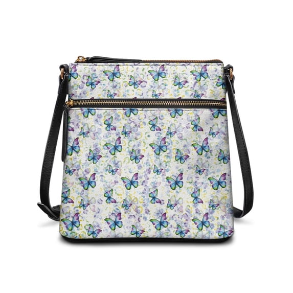 HELLHERO Women's Shoulder Crossbody Bag with Watercolor Butterfly Print, Waterproof PU Leather Ladies Purse for Daily Storage and Weekend Getaways