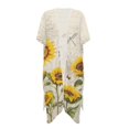 thumbnail image 1 of HELLHERO Women's Sunflower Dragonfly Kimono Cover Up - Vintage Botanical Print, Lightweight Breathable Beach Cardigan for Summer Vacation, Pool & Resort, 1 of 6