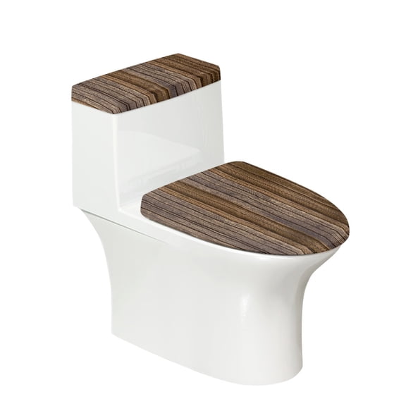 HELLHERO Wood Stripe Texture Toilet Bowl Cover Stretch Fit for Bathroom Home Washable Bathroom Toilet Lid Cover Set