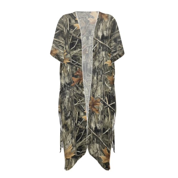 HELLHERO Woodland Camo Bathing Suit Cover Up Casual Loose Cardigan High Quality Fabrics Quick Dry Long Kimono Swimsuit Cover Up