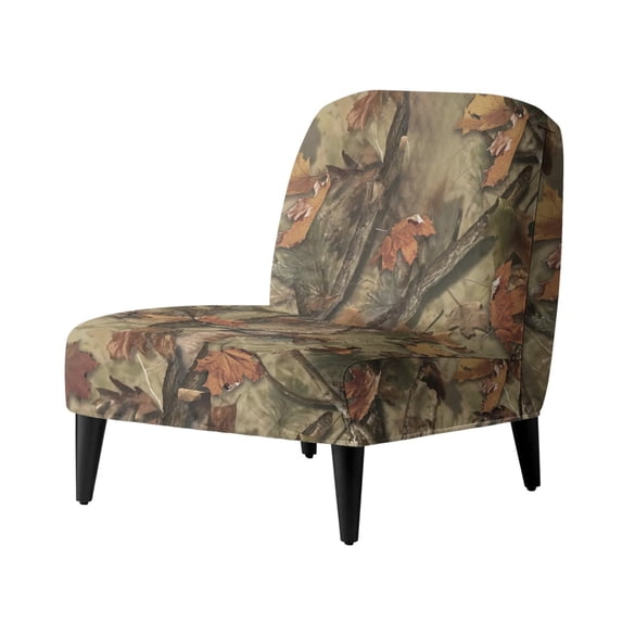 HELLHERO Woodland Leaf Camouflage Pattern Elastic Bottom Anti-Wrinkle Armless Accent Chair Cover Comfort Material Armless Chair Slipcover for Armless Couch