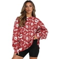 thumbnail image 1 of HELLHERO Xmas Snowmen Print Women Oversized Sweatshirt Warm Crewneck Sweater with Pocket Long Sleeve Winter Pullover Tops Size M, 1 of 7