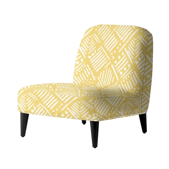 HELLHERO Yellow Tribal Pattern Dustproof Stain Protection Armless Accent Chair Cover Elastic Bottom Armless Slipper Chair Covers Without Arms for Armless Chair