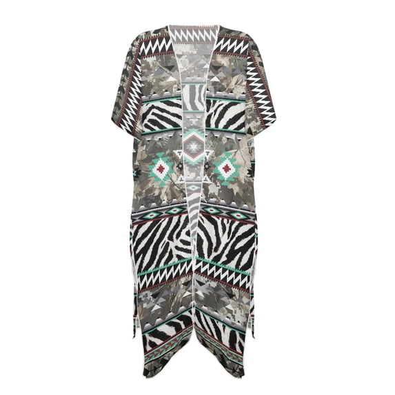 HELLHERO Zebra Camo Kimono Cover Up - Lightweight Breathable Beachwear for Summer Vacations, Poolside & Resort Trips | Women's Loose Fit Bathing Suit Cover