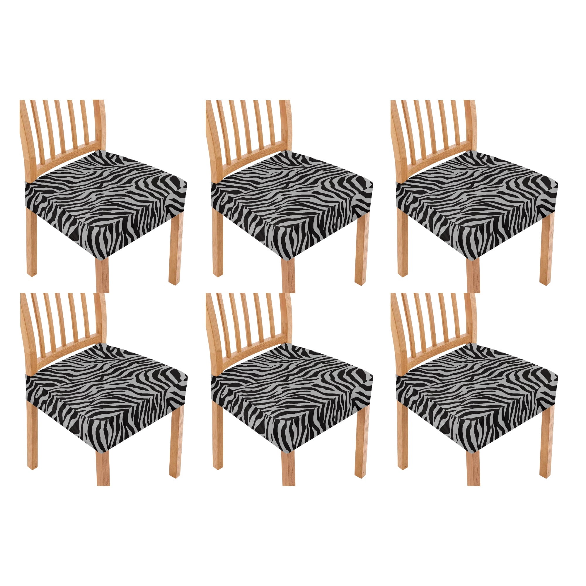 HELLHERO Zebra Stripe Dining Chair Covers Set of 6, Stretch Kitchen ...