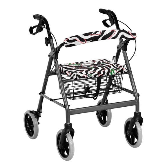 HELLHERO Zebra Stripes Seat Back Cover Rollator Seat Covers Machine Washable Easy Fit Easy to Use for Elderly Christmas