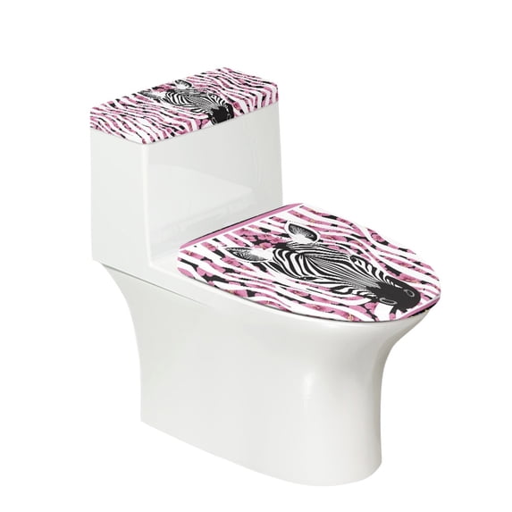 HELLHERO Zebra Toilet Seat Lid Cover Set & 2-Piece Toilet Protector Cover & Fits All Toilet Shapes for Modern Bathrooms