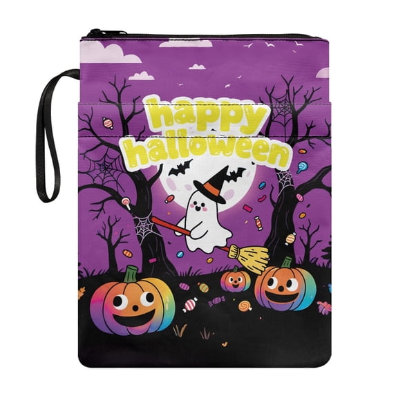 HELLHERO Zipper Bag with Book Protection Polyester Fabric Pocket Easy Carry Book Case for Office Decorative Design Hardcover Notebook Journal Textbooks Paperbacks
