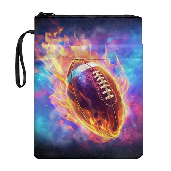 HELLHERO Zipper Bag for Books Lovers, 8.66 x 11.42 Storage & Portability with Book Protection, Bible Flame Football for Women Flame Football
