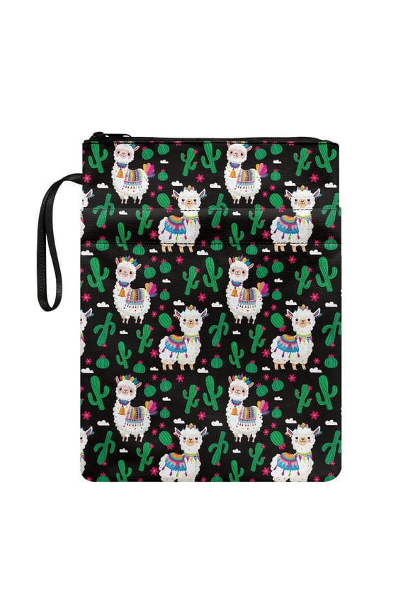 Zipper Bag with Washable Polyester Lightweight Storage & Portability for Journals Planners Books Book Protection Class Office Pocket Alpacas