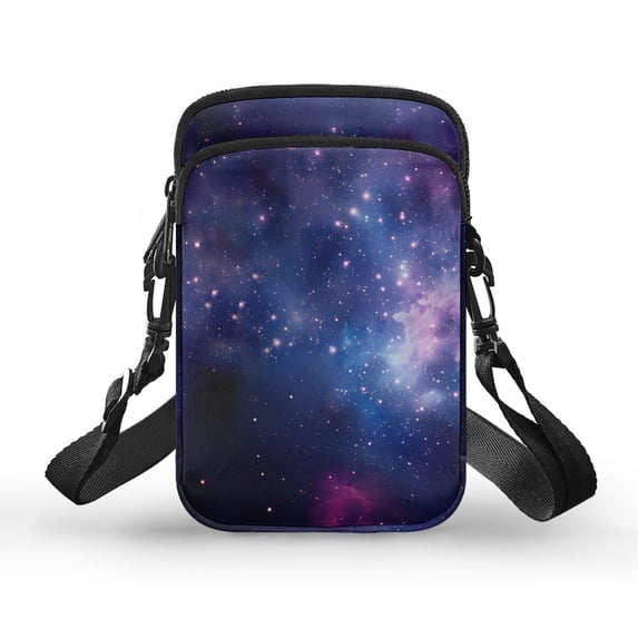 HELLHERO Zipper Closed Polyester Women Shoulder Bag Men, Women 4.33"x1.97"x7.09" Galaxy