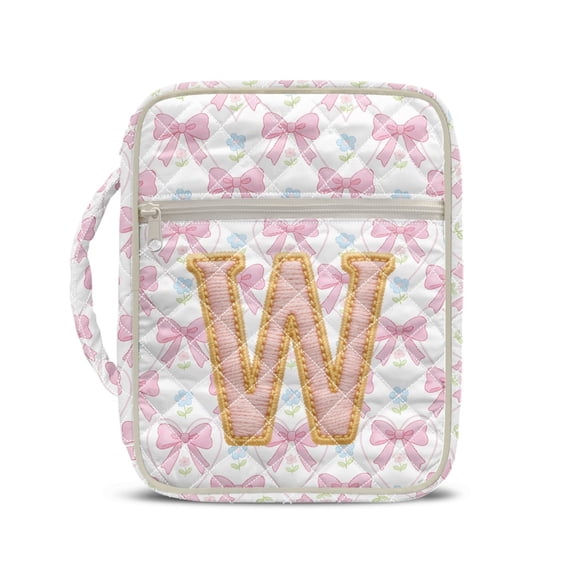 HELLHERO Zipper Pocket Bible Cover Case for Mother and Girls, Handle Lightweight Quilted Bible Carrier Tote Bag Polyester Church Protector Organizer