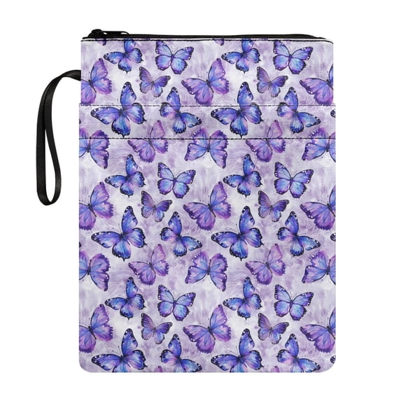 HELLHERO Zipper Pouch Book Organzier Holder Zipper Book Cover Carrying Case Decorative Design with Carrying Book Case 11.4 Inch X 8.66 Inch, Butterflies
