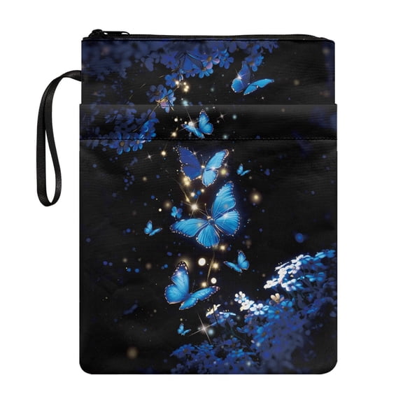 HELLHERO Zipper Pouch for Women, Easy Carry Book Case, Pocket, Book Storage Bag for Classroom Library, Butterflies