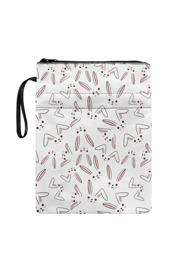 Zipper Pouch with Handle Waterproof Polyester Book Organzier Holder for Readers Paperbacks Notebook Book 8.66 x 11.42, Rabbit Pattern