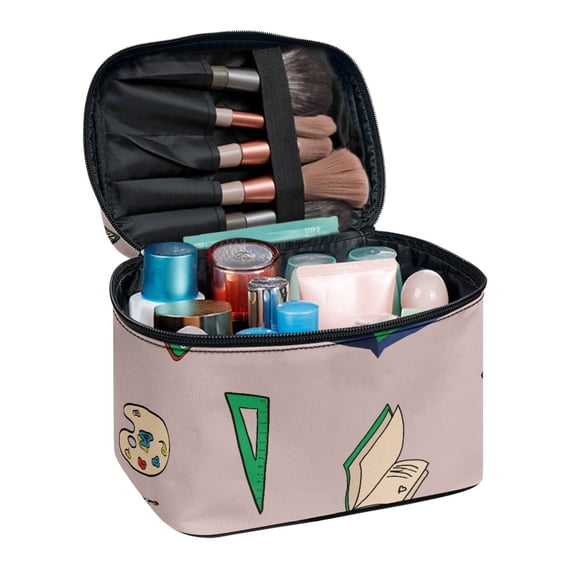 HELLHERO with Large Capacity Large Cosmetic Travel Bag Cosmetic Bags Camping, Stationery Pattern