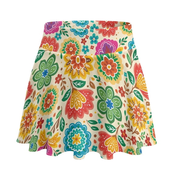 HELLHERO with Pockets Athletic Skort for Golf Tennis, Floral Print Polyester Spandex Blend High Waisted Golf Skirts Built-in Shorts