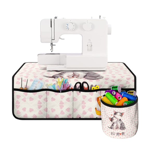 HELLHERO with Storage Cylinder Sewing Machine Mat Dustproof Mat Waterproof Fabric Polyester for Most Sewing Machine Table, Thanksgiving Day