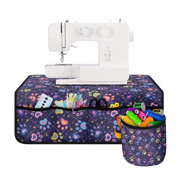 HELLHERO with Storage Cylinder Sewing Machine Pad Sewing Machine Dustproof Non Slip Premium Fabric for Most Sewing Machines, Christmas