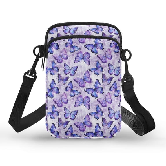 HELLHERO with Zipper Closed Polyester Small Crossbody Purse Adults 4.33x1.97x7.09 Butterflies